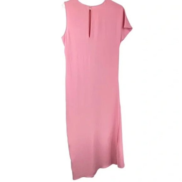 NWT Zara Pink Draped Asymmetrical Ruched Midi Dress Size S Boho Lagenlook NEW - Picture 8 of 14
